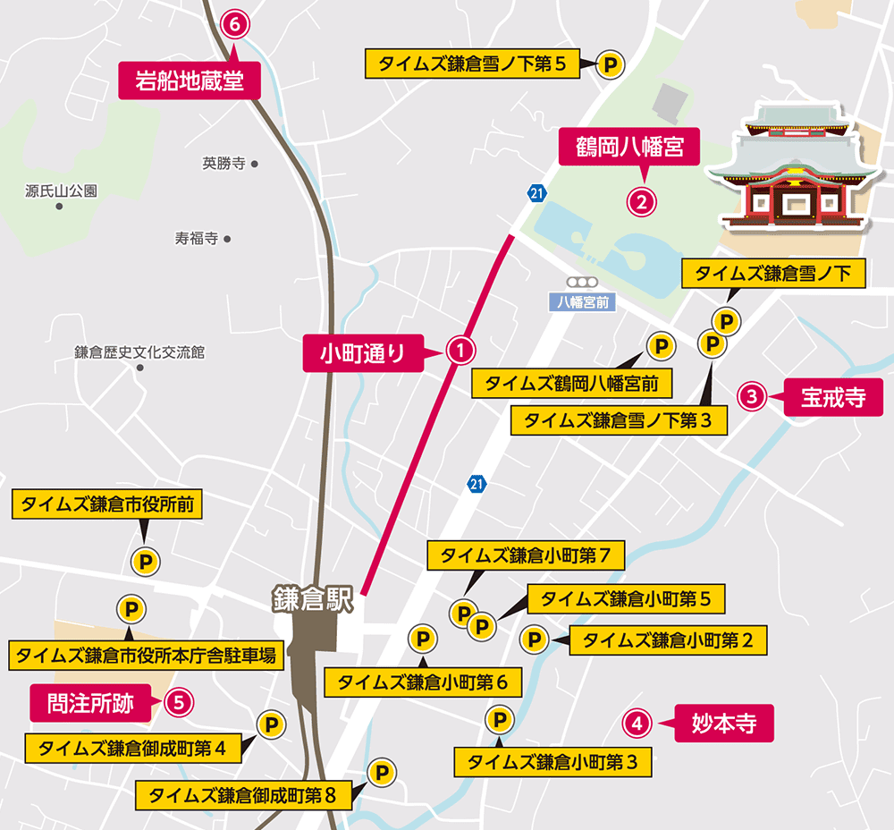 鶴岡八幡宮参詣、小町通り散策の拠点に