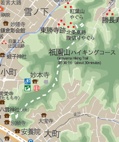 コースタイム約1時間半の名跡と自然を満喫できるコースです